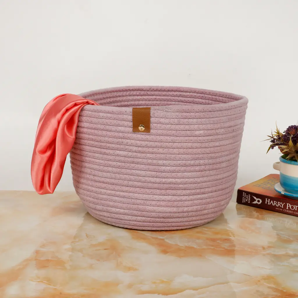 plain round cotton basket, 8x8, lavender 1