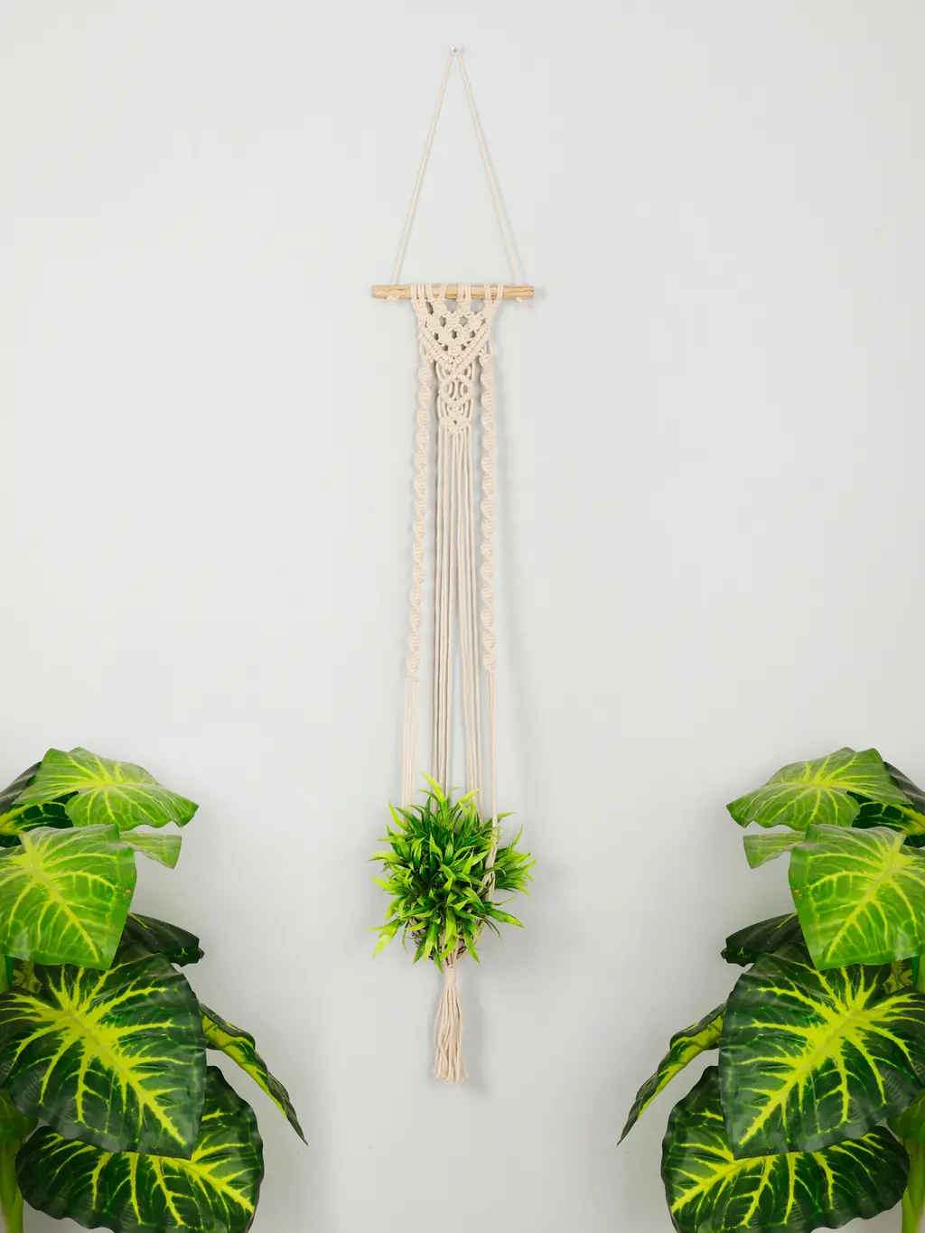 macrame planter pot hanger twisted hanging knot, 43x8, off-white 1