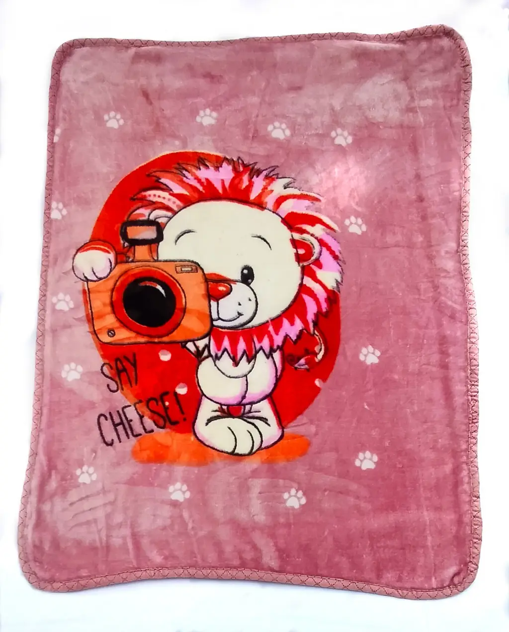 baby swaddle blanket printed, lion, 40x30, lite pink 1