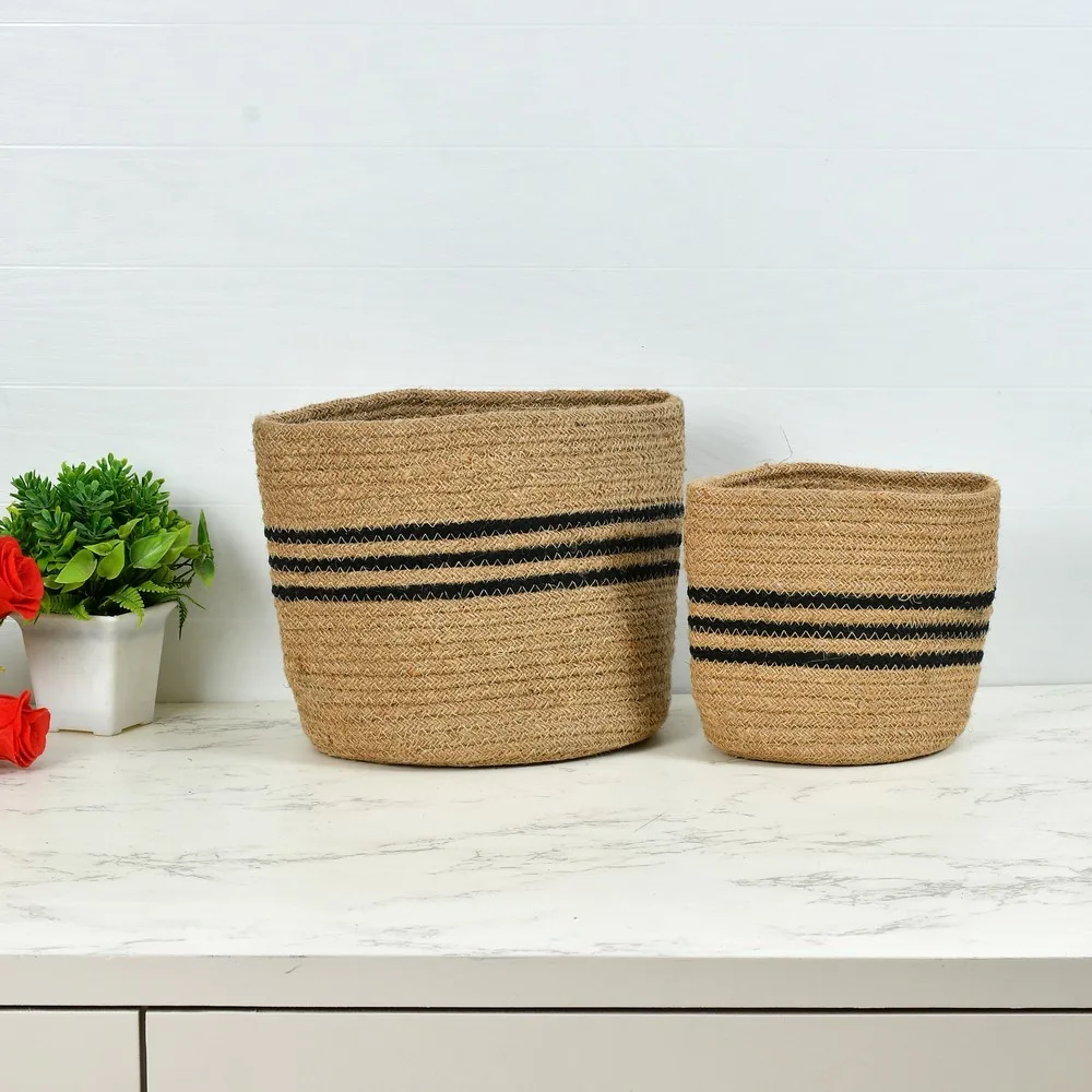 jute basket, black circle, small, 4 inches, pack of 1