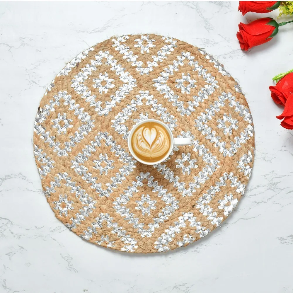 Park Designs Bluestone Braided Round Placemat ~~ Blues & Ivory