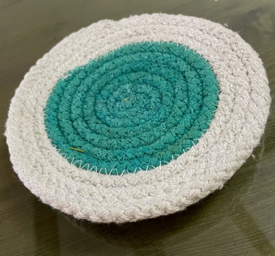 cotton tea coaster | green | 4 inch | pack of 1 1