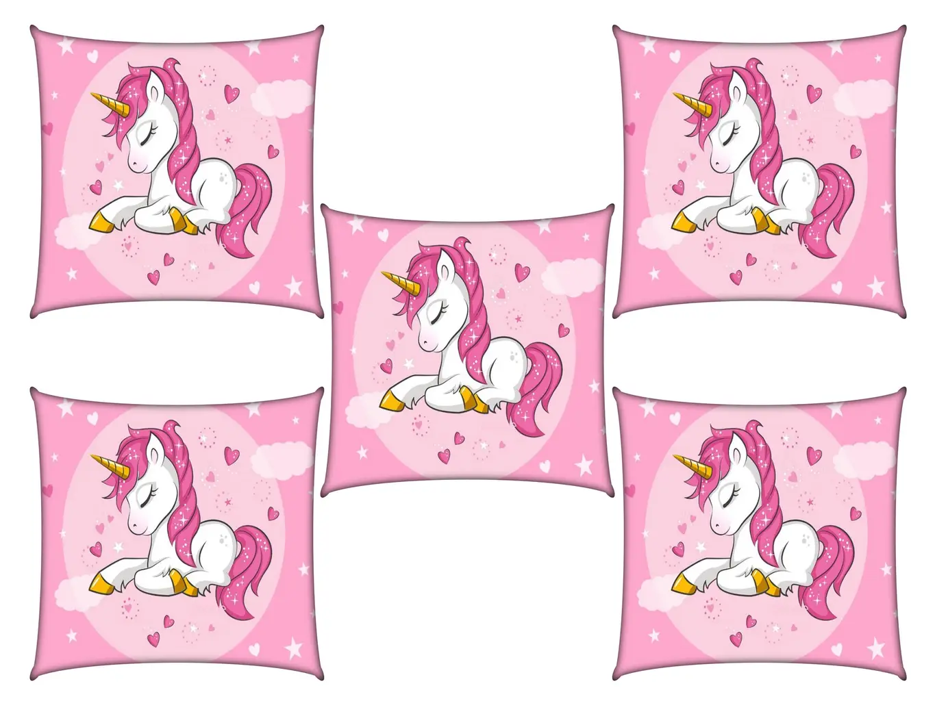 unicorn pillow cover, pink, 12x12, pack of 5 1