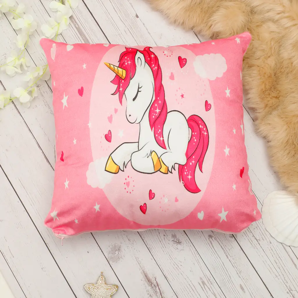 unicorn pillow cover, pink, 24x24 1