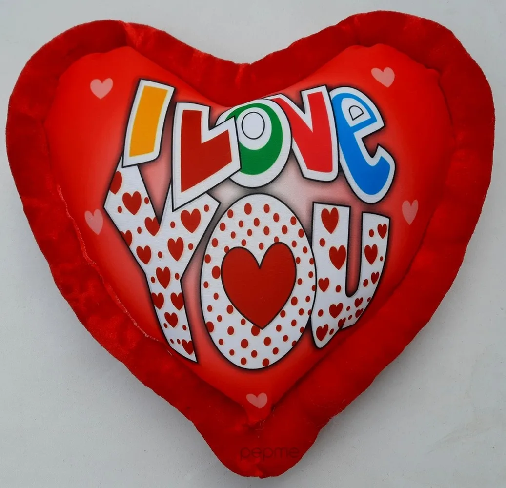 heart shaped cushion, i love you, red, heart background, 14x14 in 1