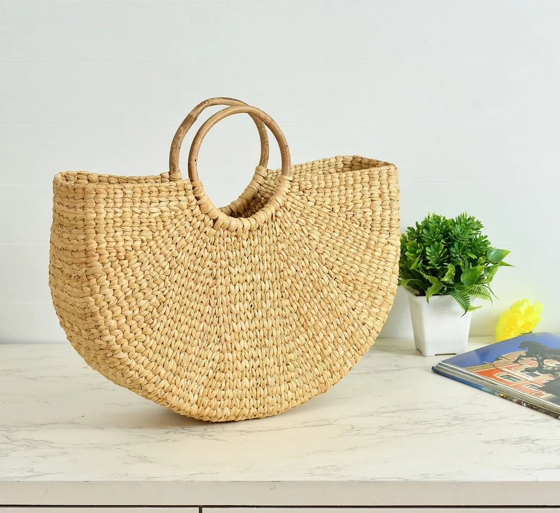 kauna grass hand bag carry basket, medium 1