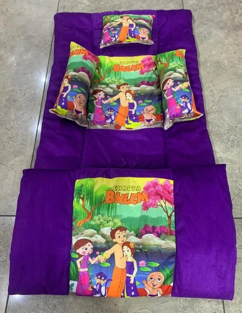 baby bedset digital printed, ch bheem, purple 1
