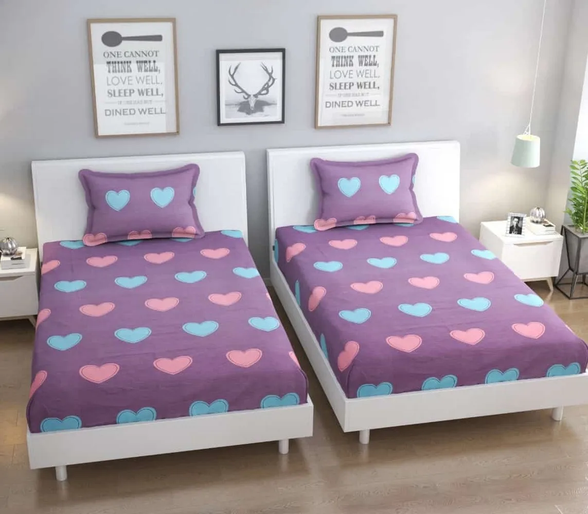 single bed bedsheet, 60x90, 1 piece, purple, hearts 1