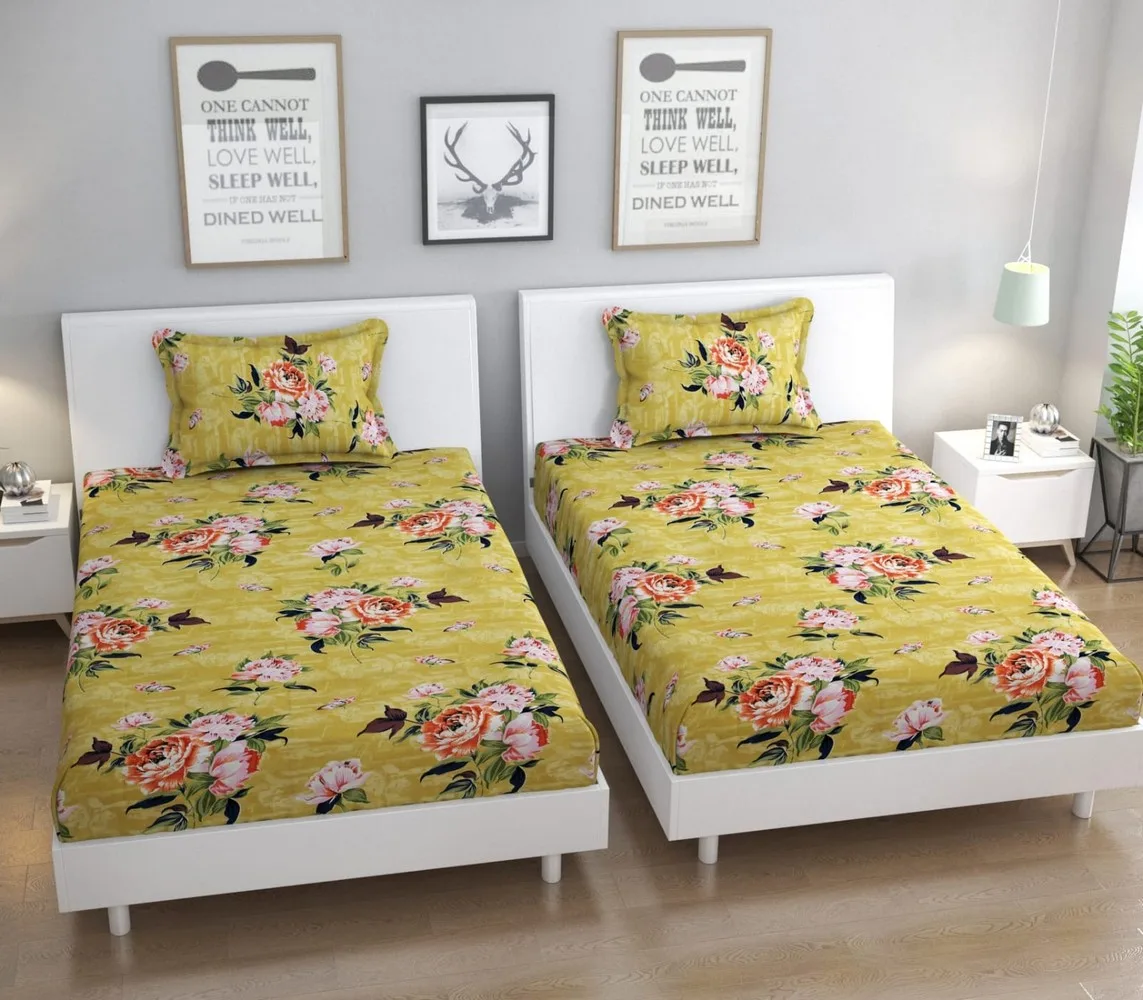single bed bedsheet, 60x90, 1 piece, yellow, flowers 1