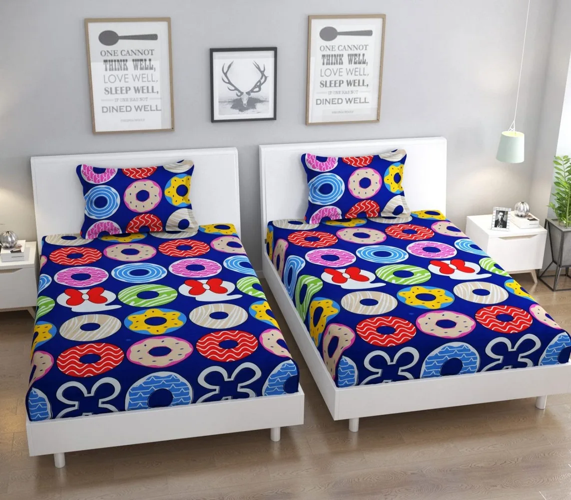 single bed bedsheet, 60x90, 1 piece, blue, donuts 1