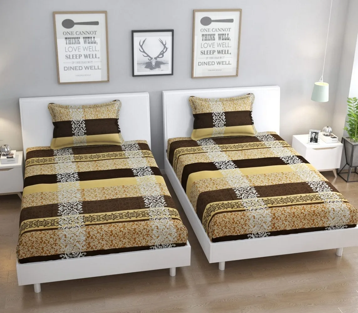 single bed bedsheet, 60x90, 1 piece, brown yellow, motif 1