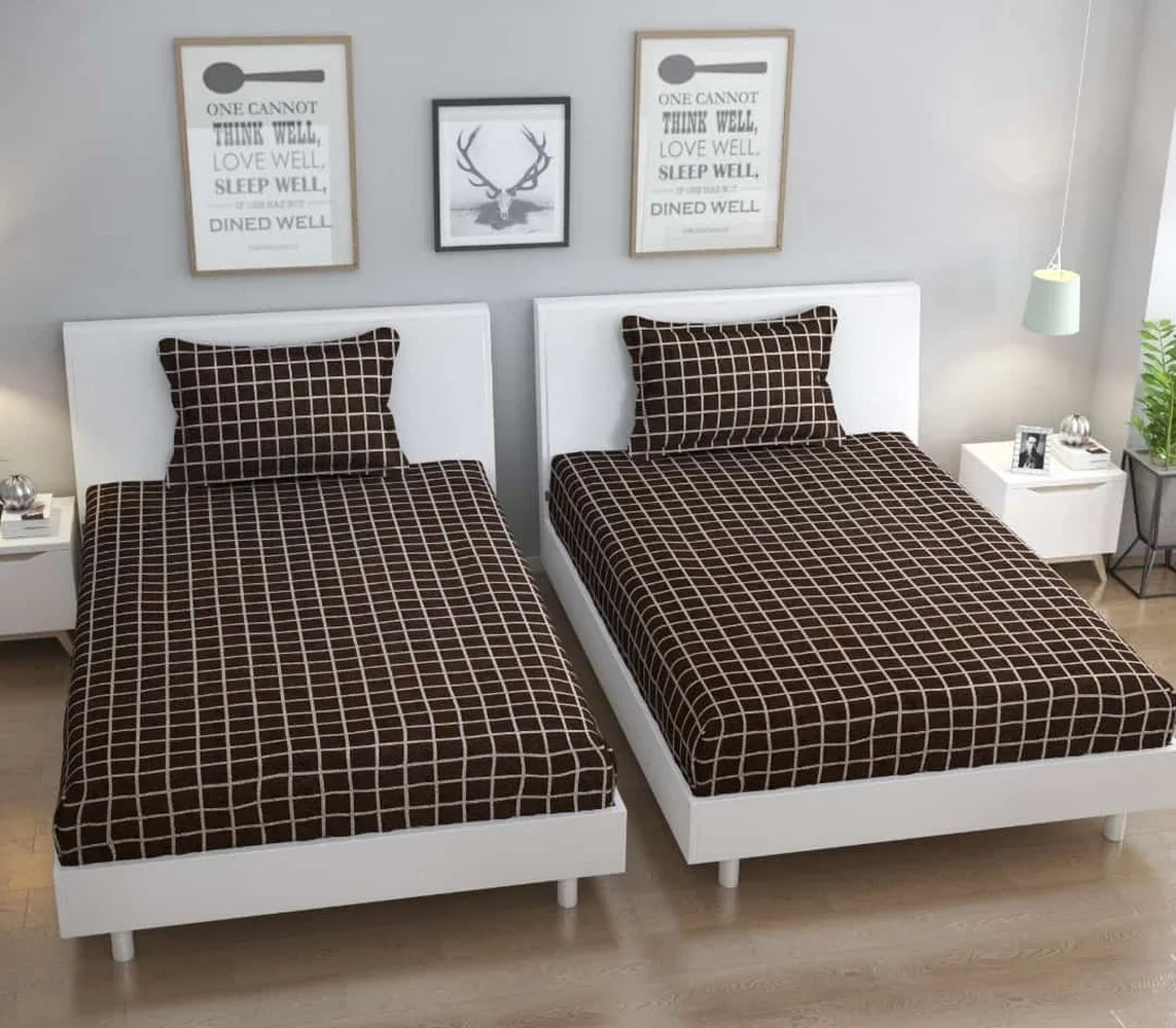 single bed bedsheet, 60x90, 1 piece, brown square 1