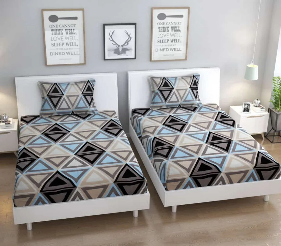 single bed bedsheet, 60x90, 1 piece, grey cream, triangle 1