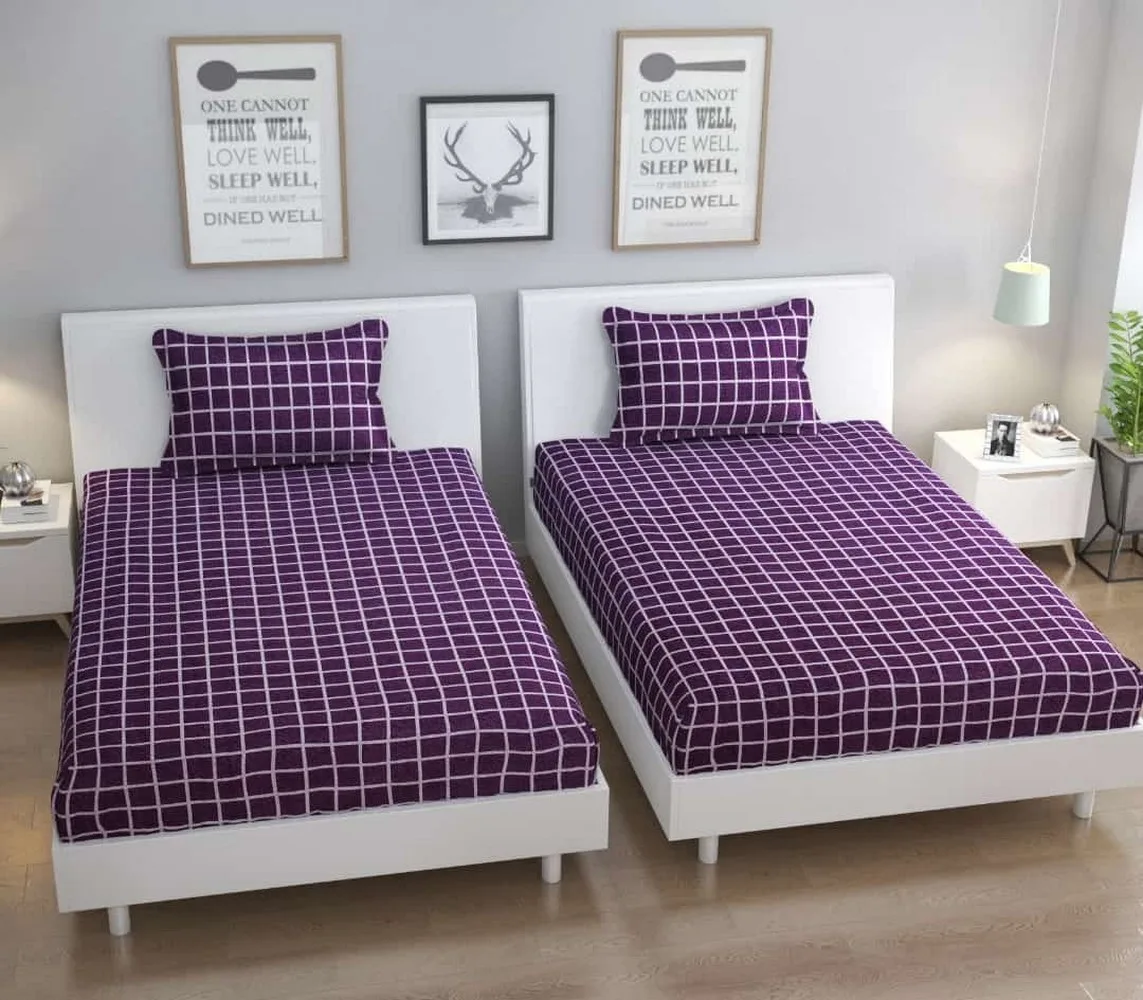 single bed bedsheet, 60x90, 1 piece, purple, square 1