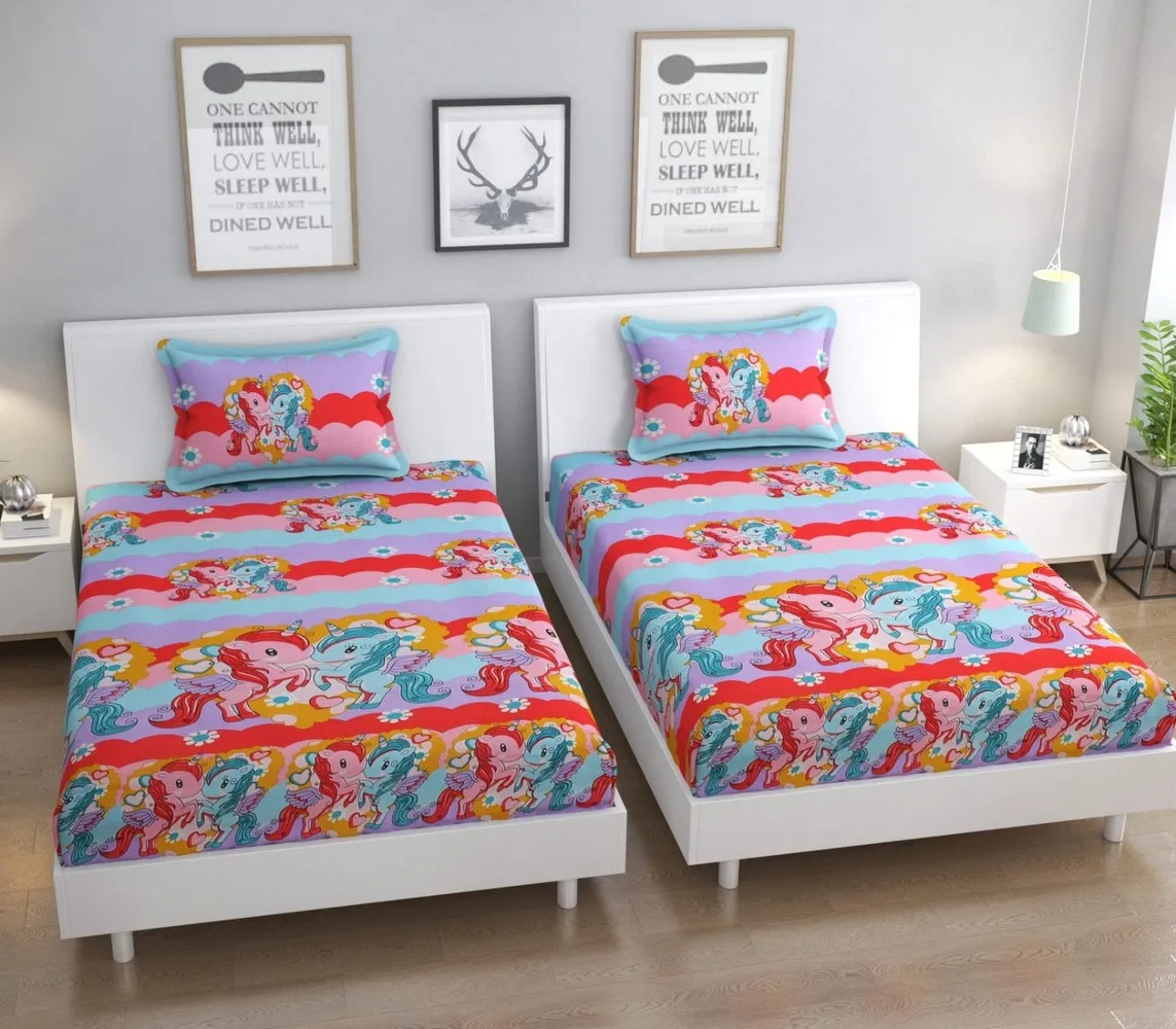 single bed bedsheet, 60x90, 1 piece, colorful, unicorns 1