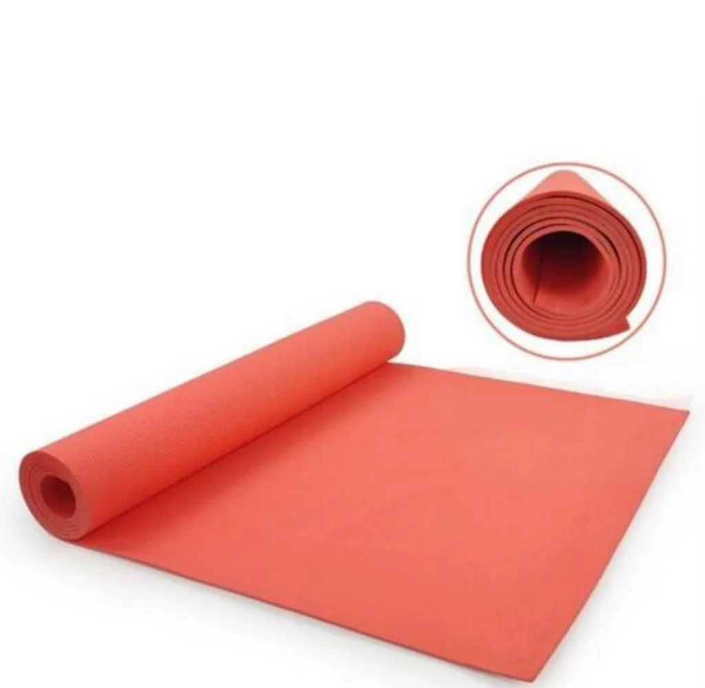 Yoga Mat Foam Plain Textured, 2x6 feet, Red