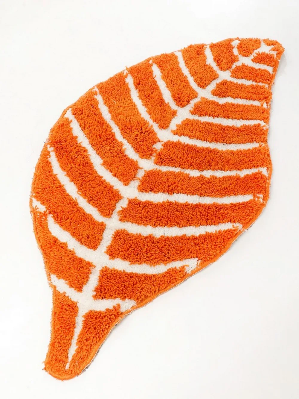Micro shaggy leaf shape rug, 24x48, orange