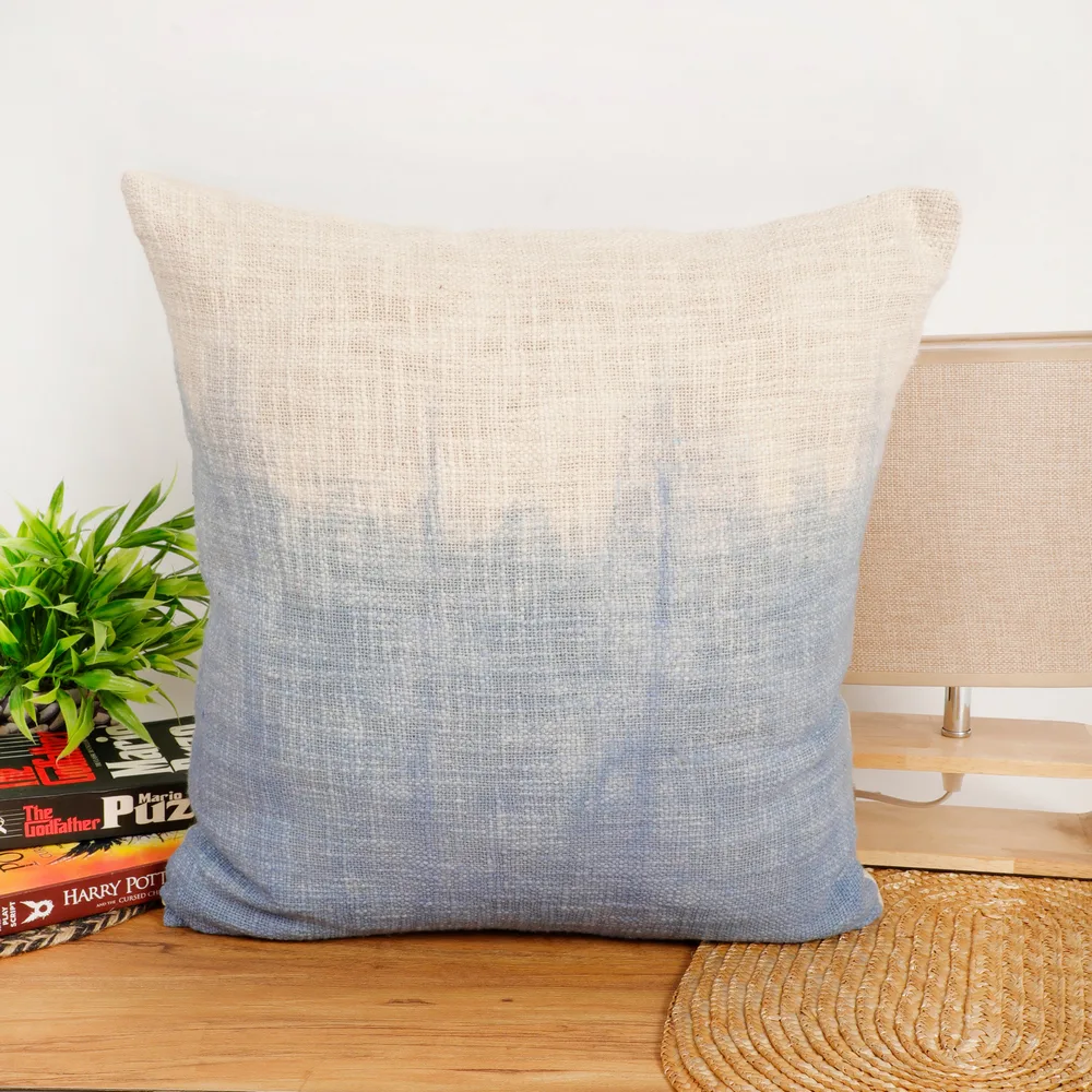 Shibori tie dye Cushion Cover, Cotton Slub, 18x18, blue white