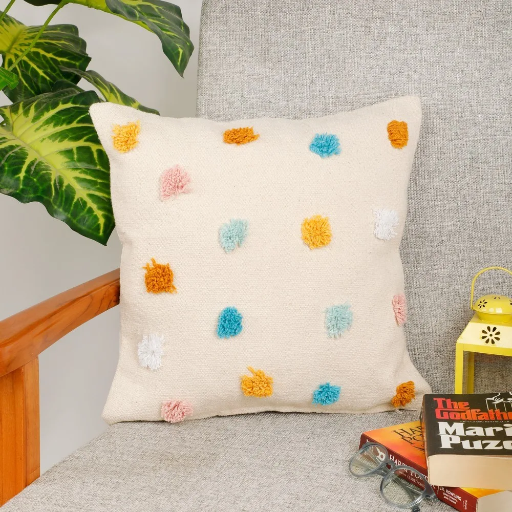 Tufted Cushion Cover small colorful dots, 16x16