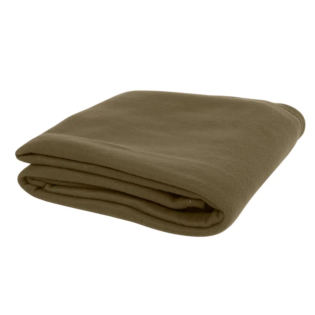 Fleece blanket woolen, single bed, solid color, olive, 55x90