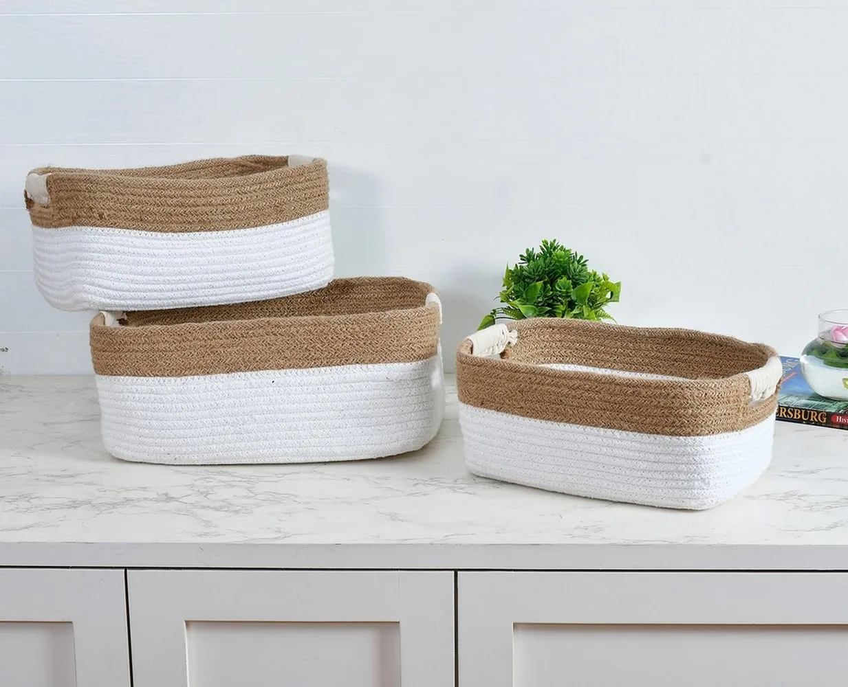 Organizer, Shelf, Gift Basket | Beige, White | Rectangle | S,M,L | 35x25x16 cm