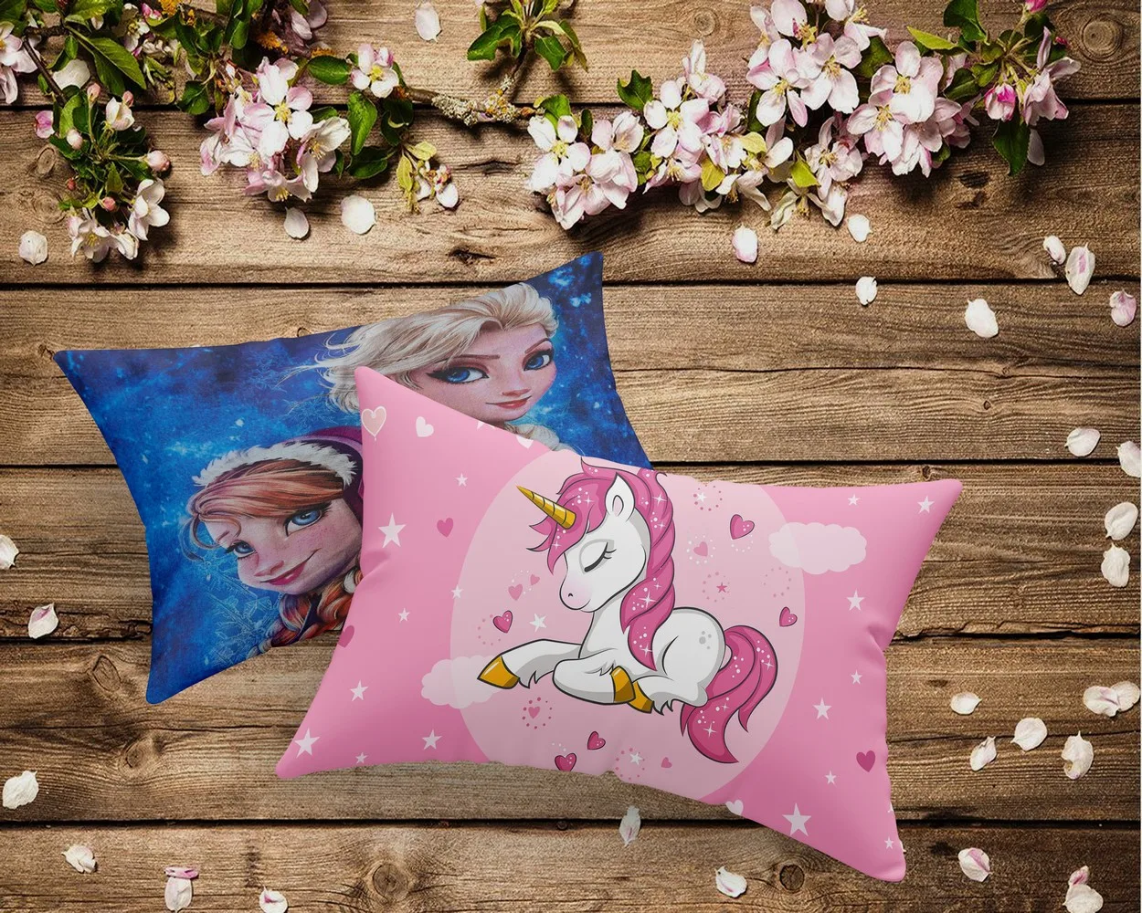 Kids Pillow Unicorn, Frozen Blue | Set of 2