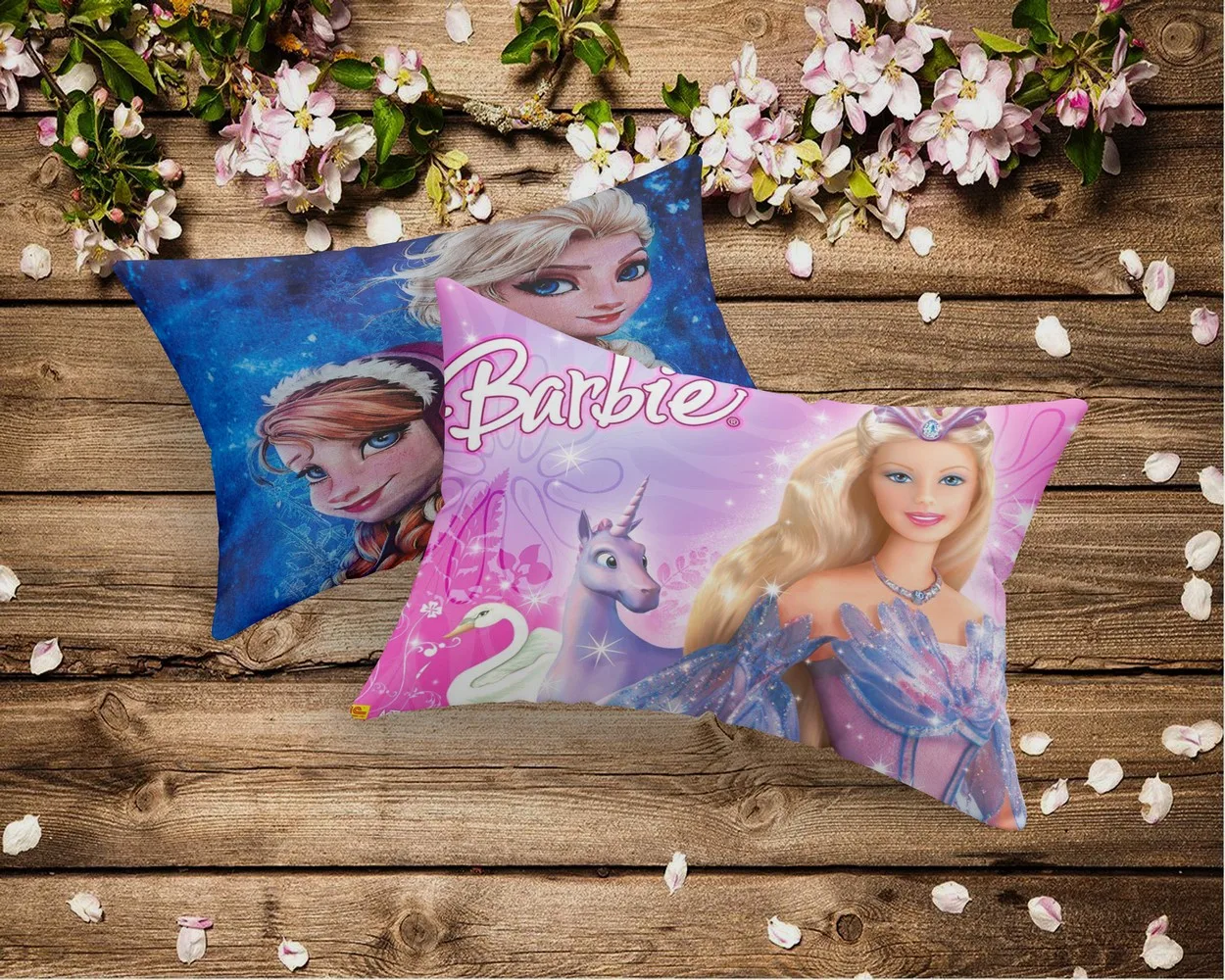 Kids Pillow Barbie Swan, Frozen blue | Set of 2