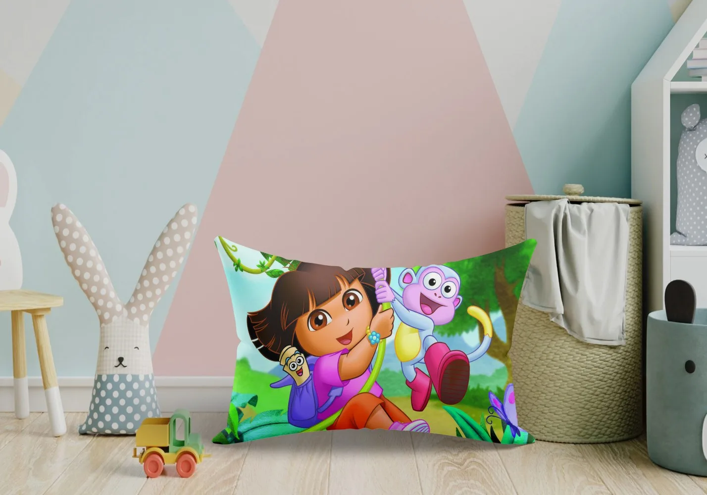 Kids Pillow | Cartoon | Dora Jungle 18x12