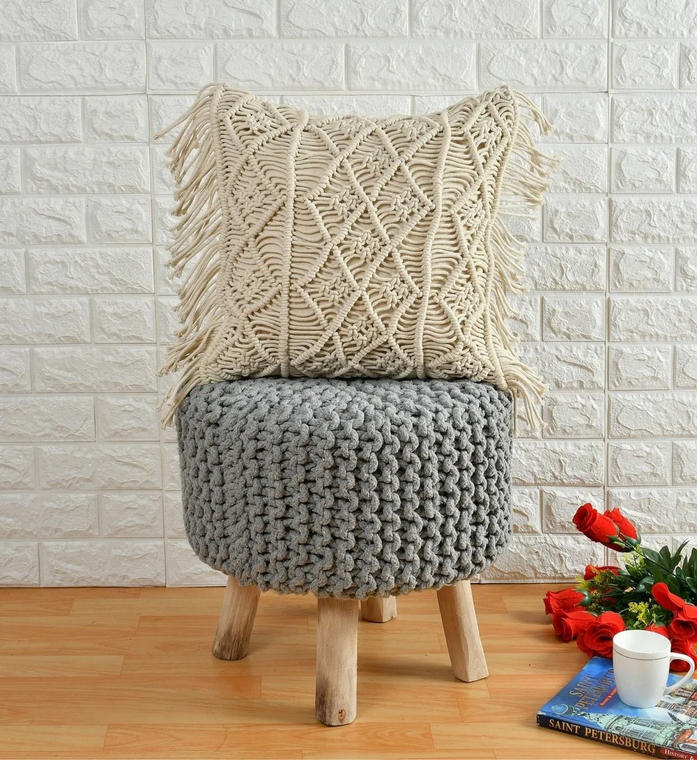 Macrame Cushion Cover | Design 1 | 18 Inches | Pack of 1