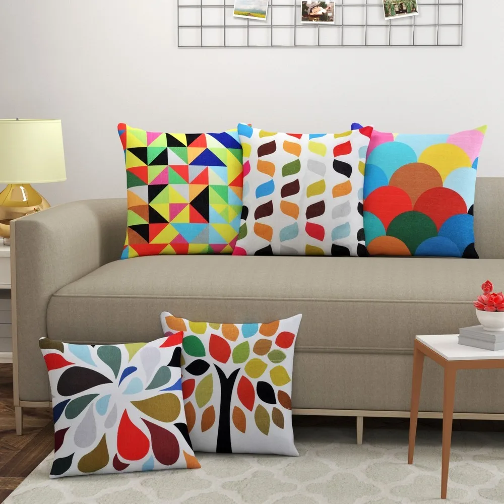Abstract Pattern Cushion Cover, 16 Inches, Set of 5