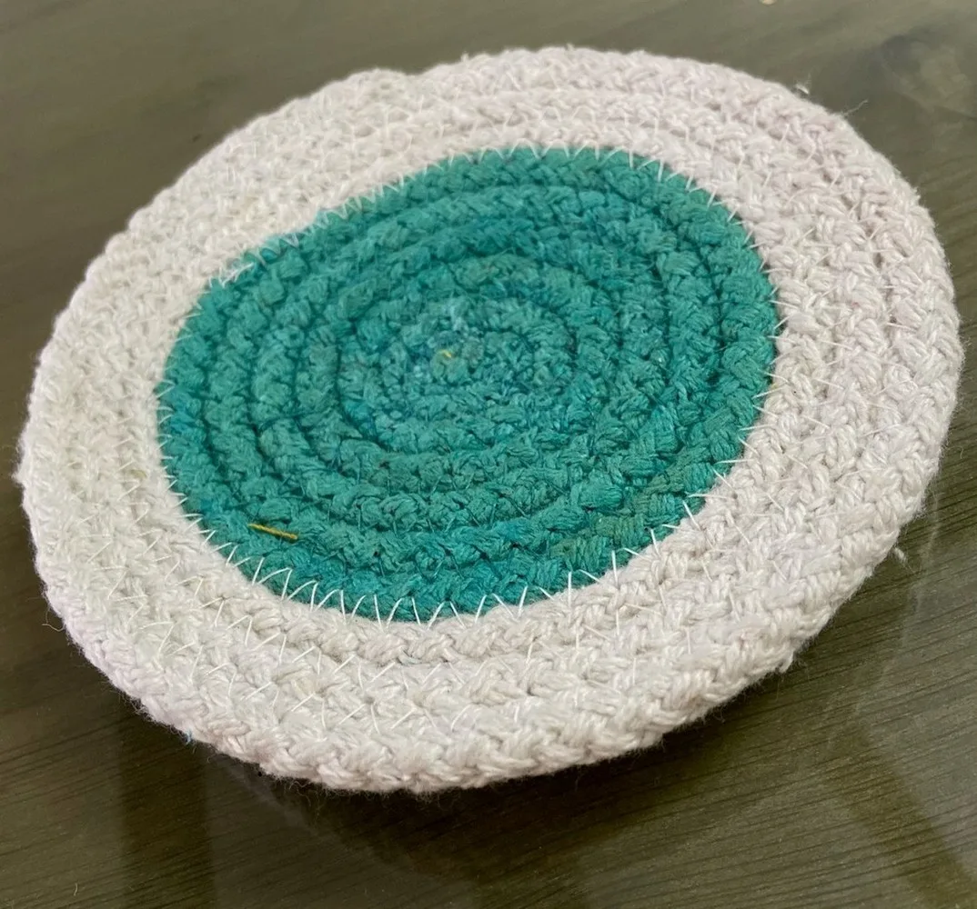Cotton Tea Coaster | Green | 4 inch | Pack of 3