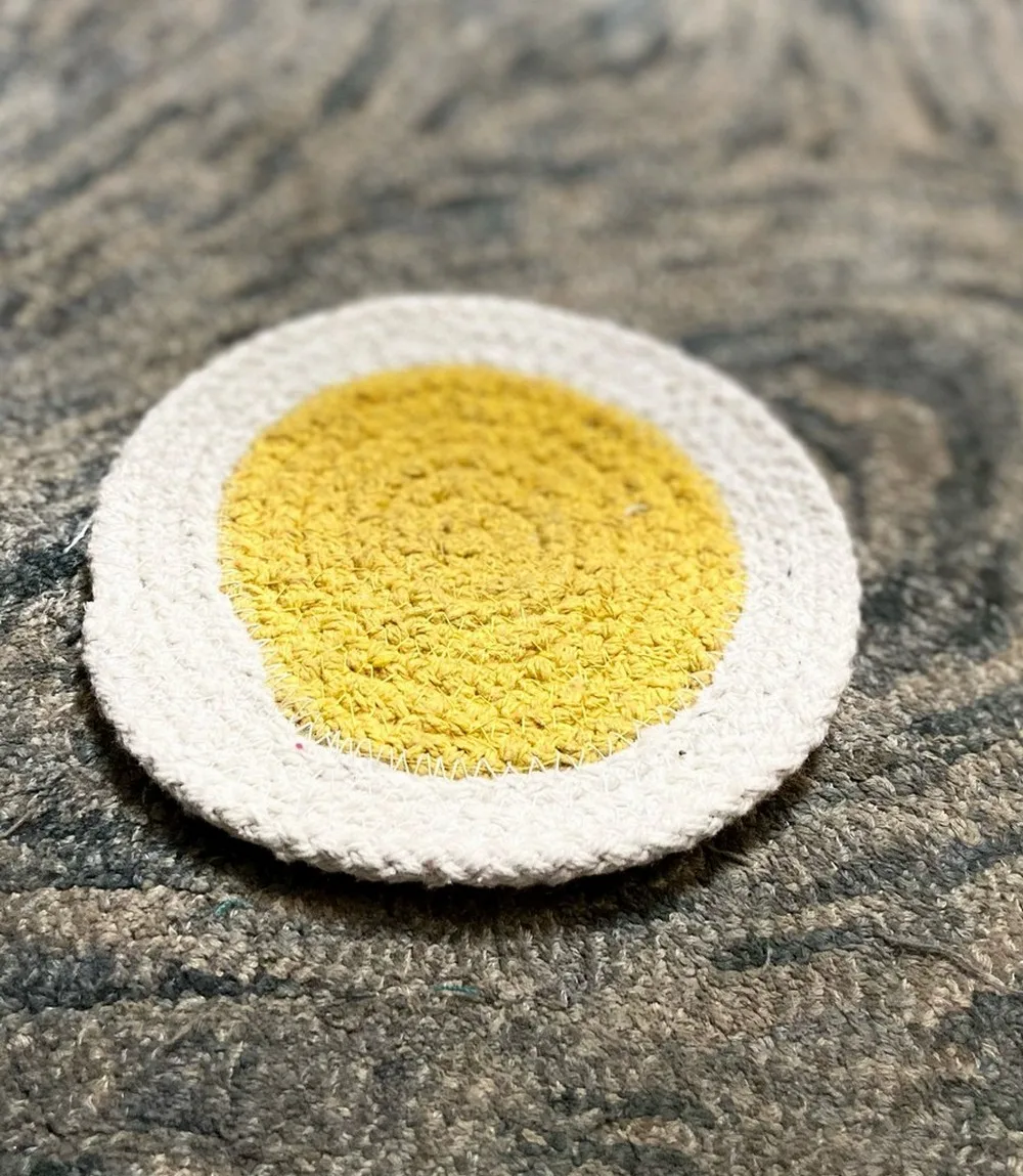 Cotton Tea Coaster | Yellow | 4 inch | Pack of 3
