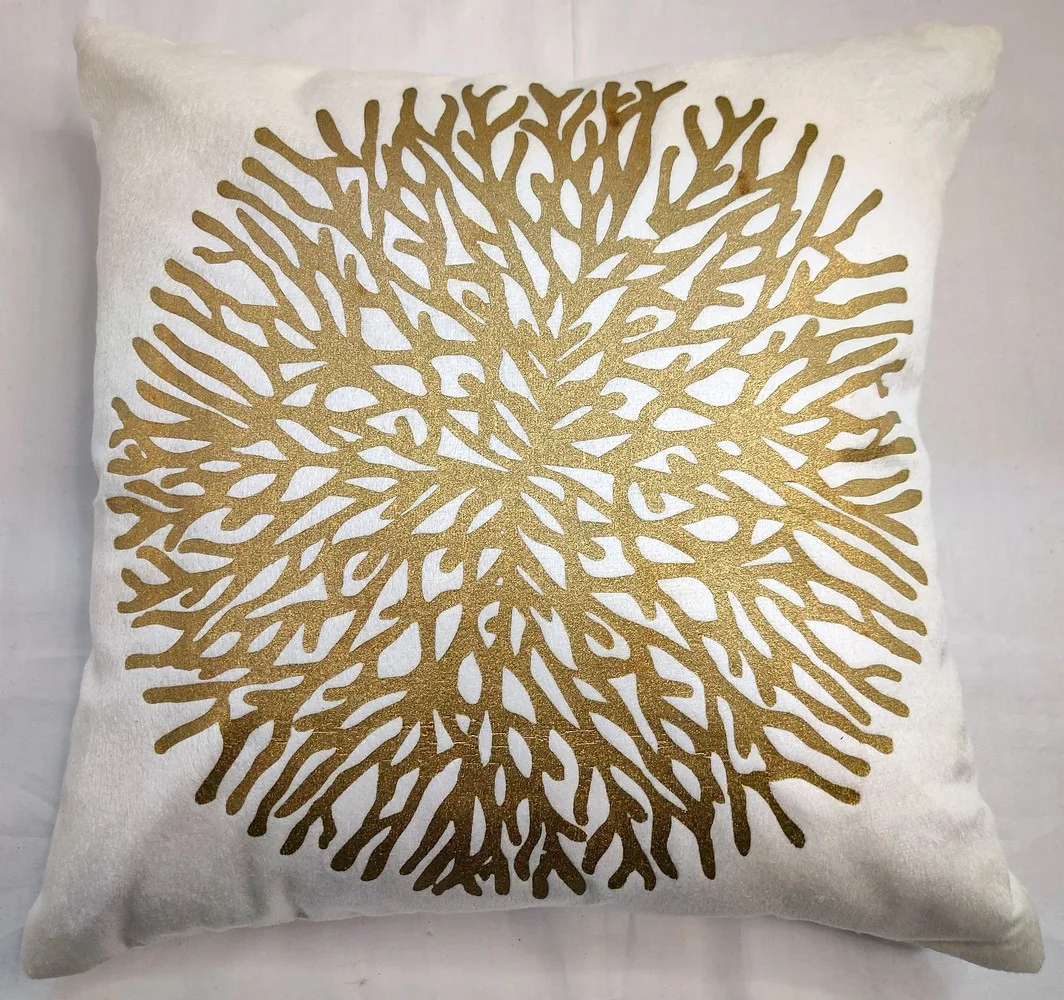 Branch Flake Cushion Cover, Velvet, White, Set of 5, 16x16