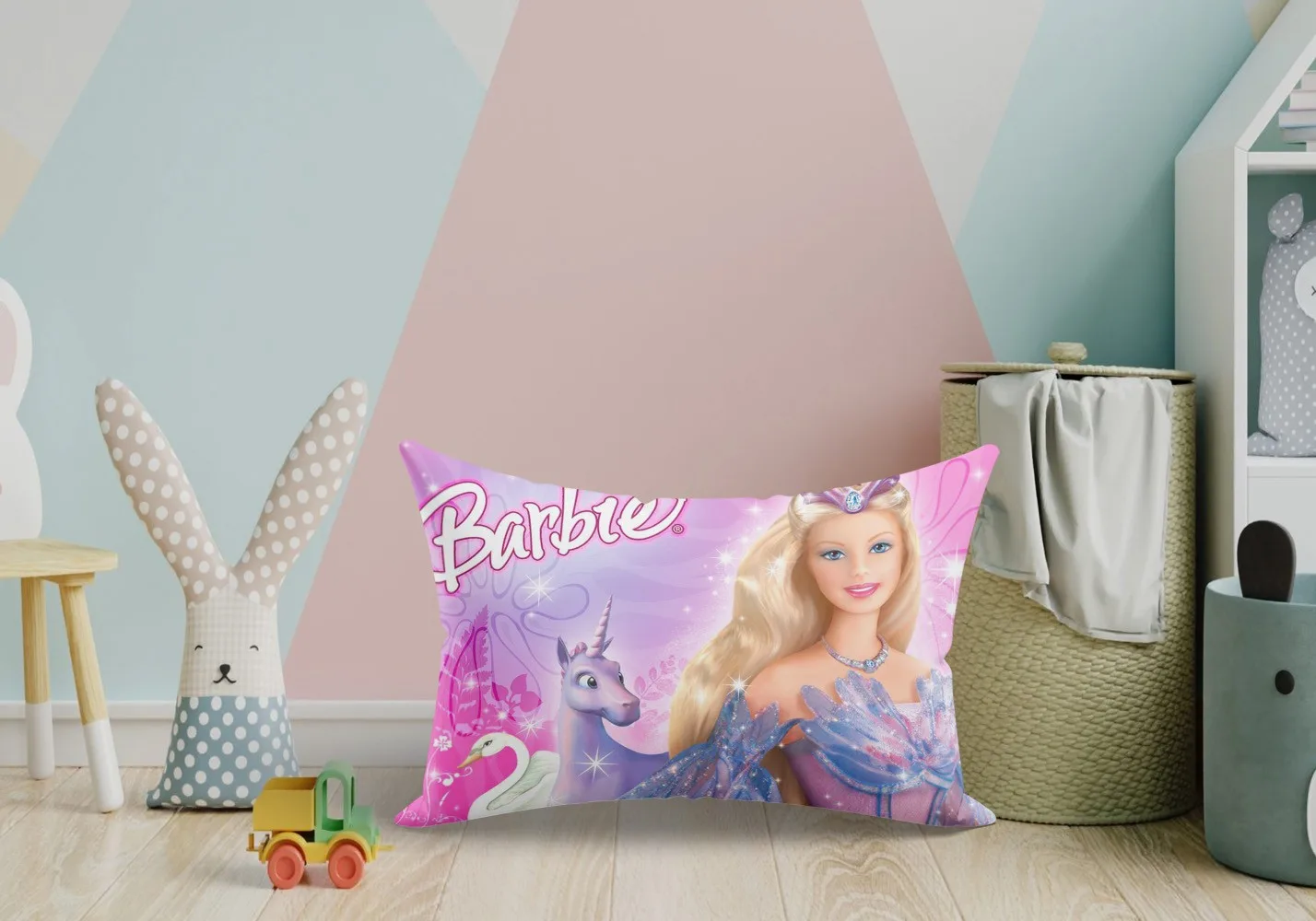 Barbie Pillow Cover, Pink, 18x12 Inches