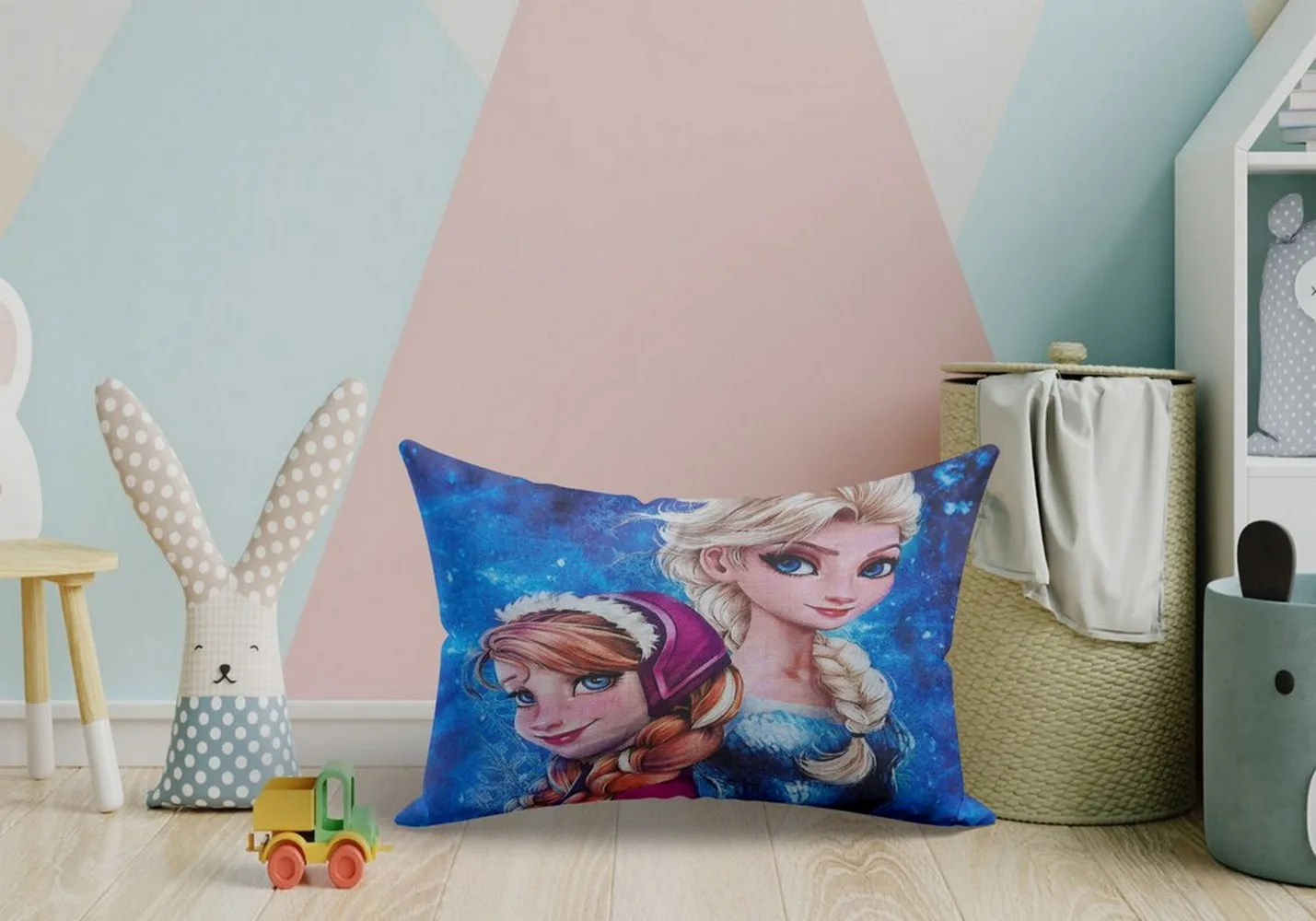 Frozen Princess Kids Pillow Cover, Blue, 18x12 Inches