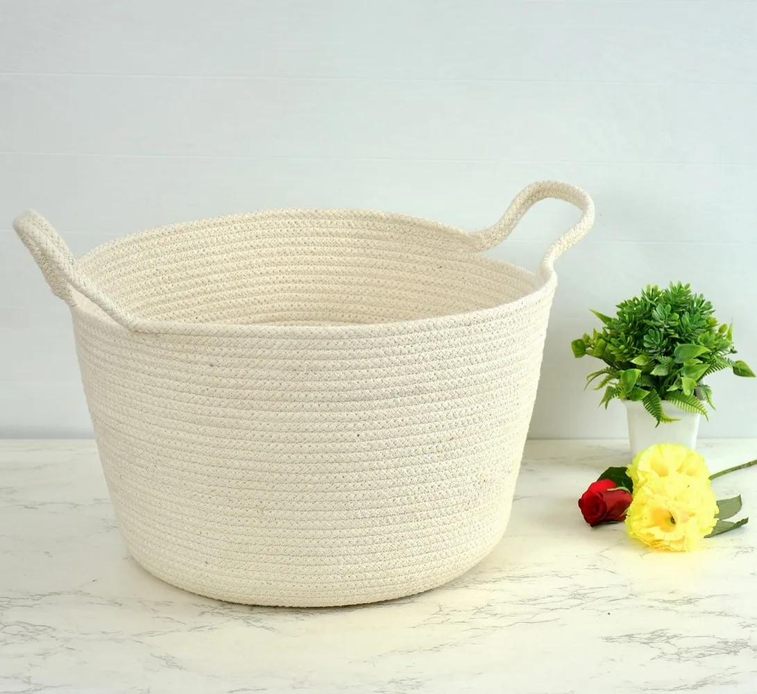 Cotton Conical Basket with Handles, 12x18x10 Inches
