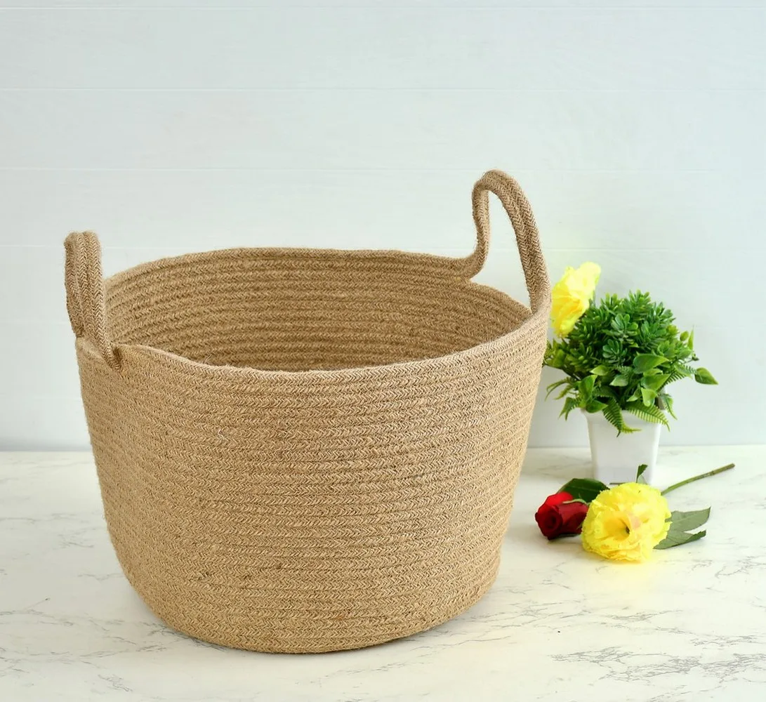 Jute Conical Basket with Handles, 12x18x10 Inches