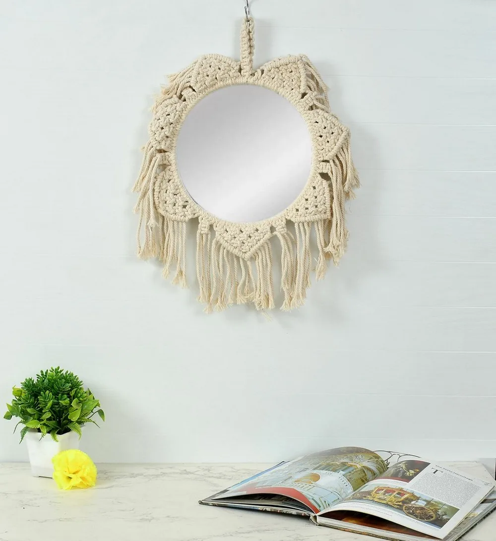 Macrame mirror hanging wall decor