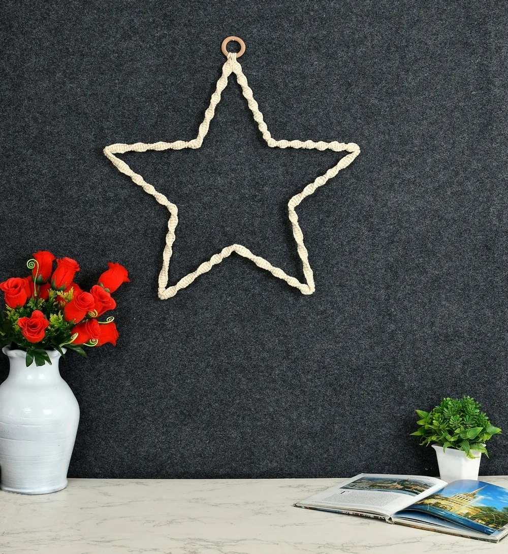 Star shape macrame wall hanging, 20x20 inches