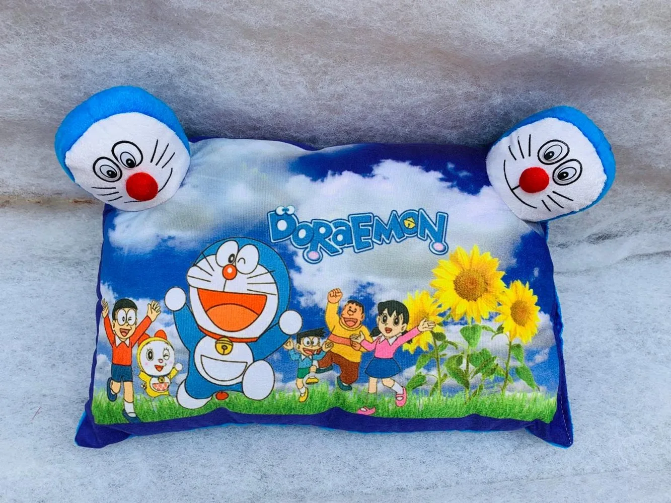 Doraemon face kids pillow, 18x12 inches