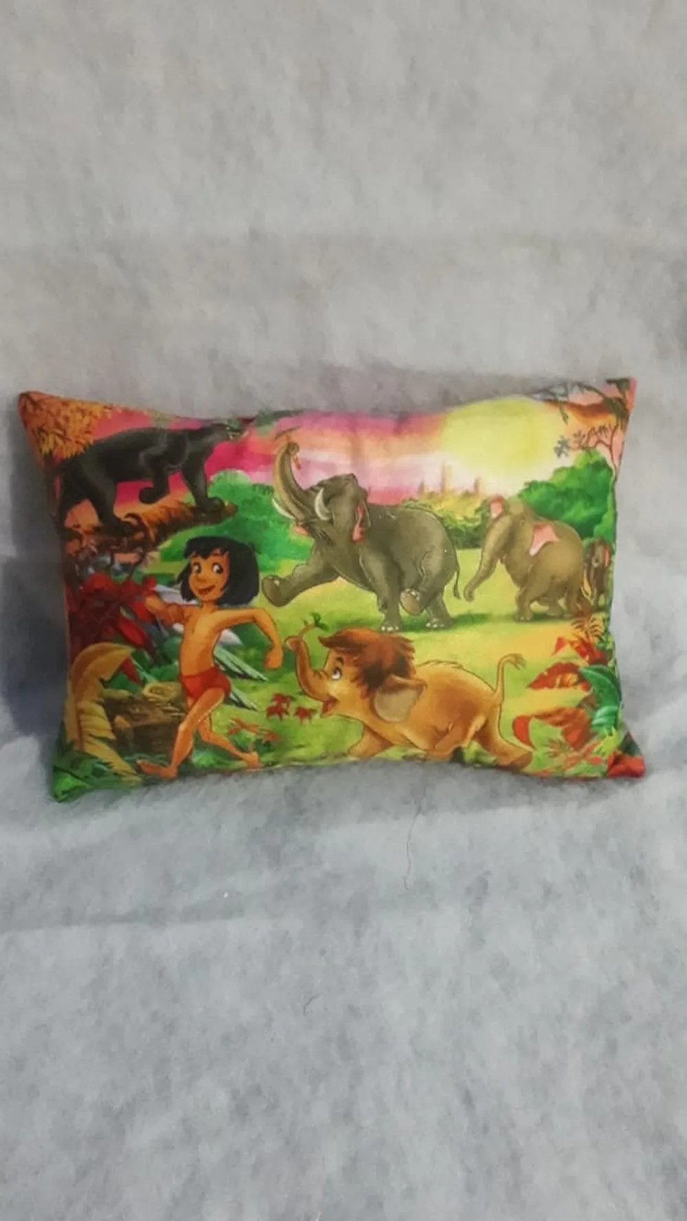 Kids Cartoon Pillow Mowgli Jungle, 11x17, 1 Piece, Colorful