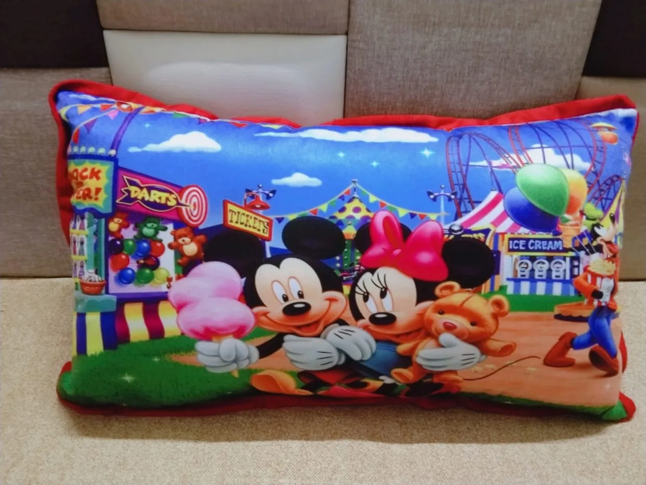Kids Cartoon Pillow Mickey fun fair, 15x25, 1 Piece, Colorful