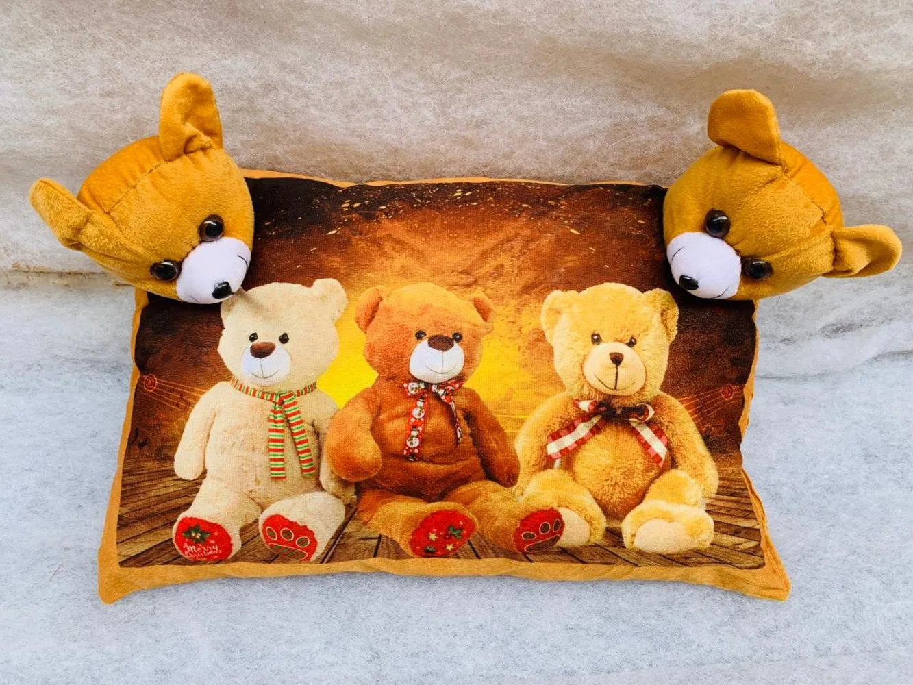 Kids Cartoon Face Pillow Teddy Romance, 11x17, 1 Piece, Colorful