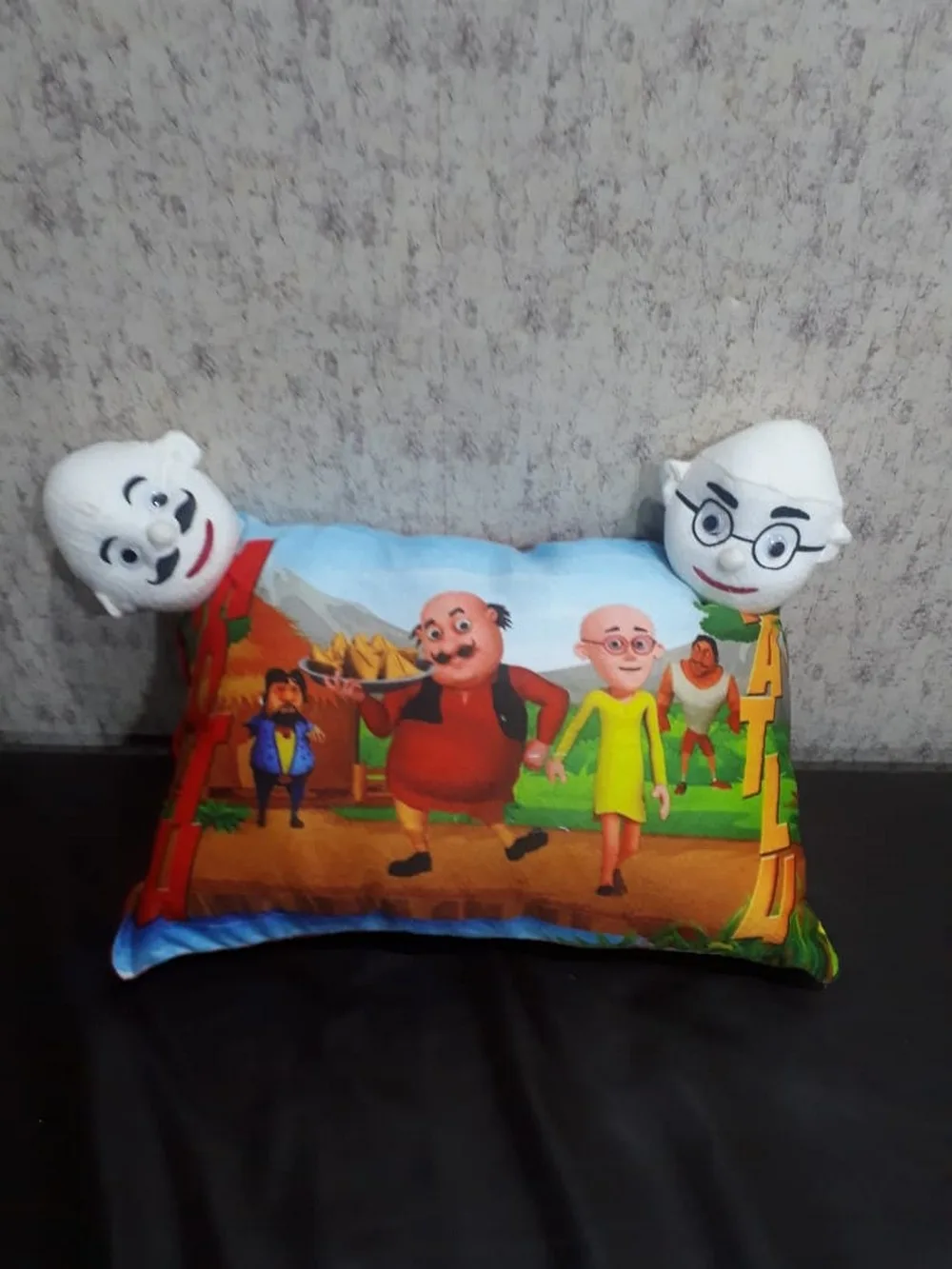 Kids Cartoon Face Pillow motu patlu samosa, 11x17, 1 Piece, Colorful