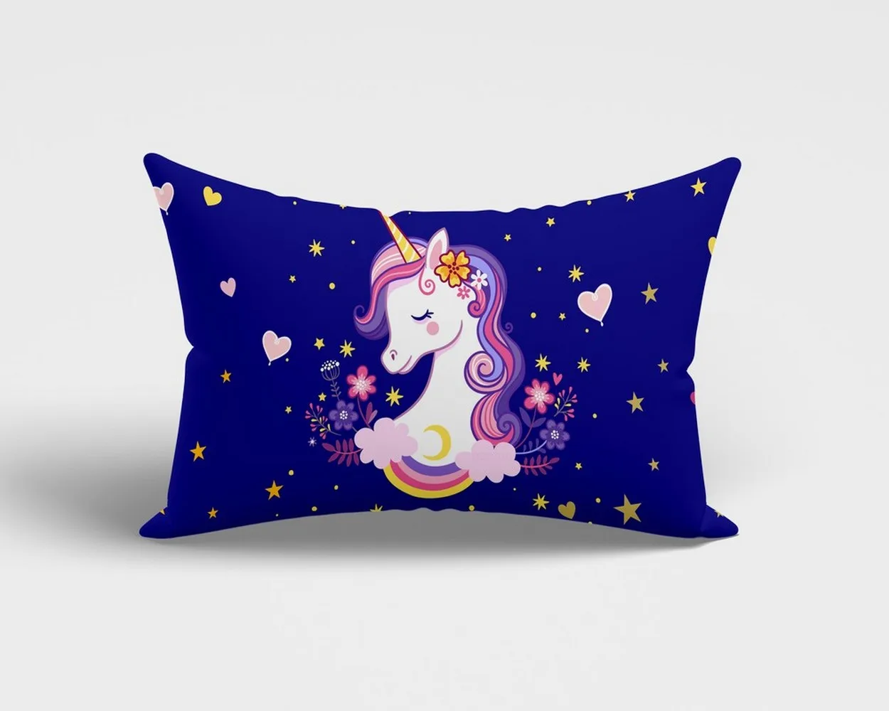 Purple Unicorn printed kids pillow, 18x12