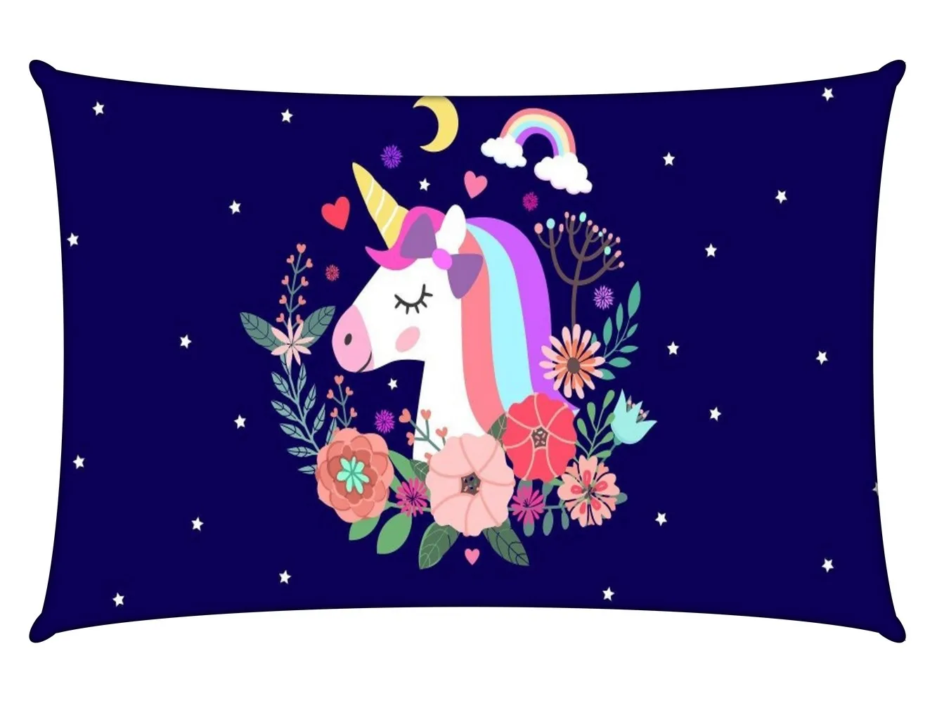 Blue unicorn printed pillow cover for kids, 18x12