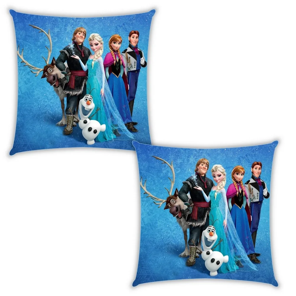 Frozen princess printed cushion cover set jute, 12x12 inches, set of 2