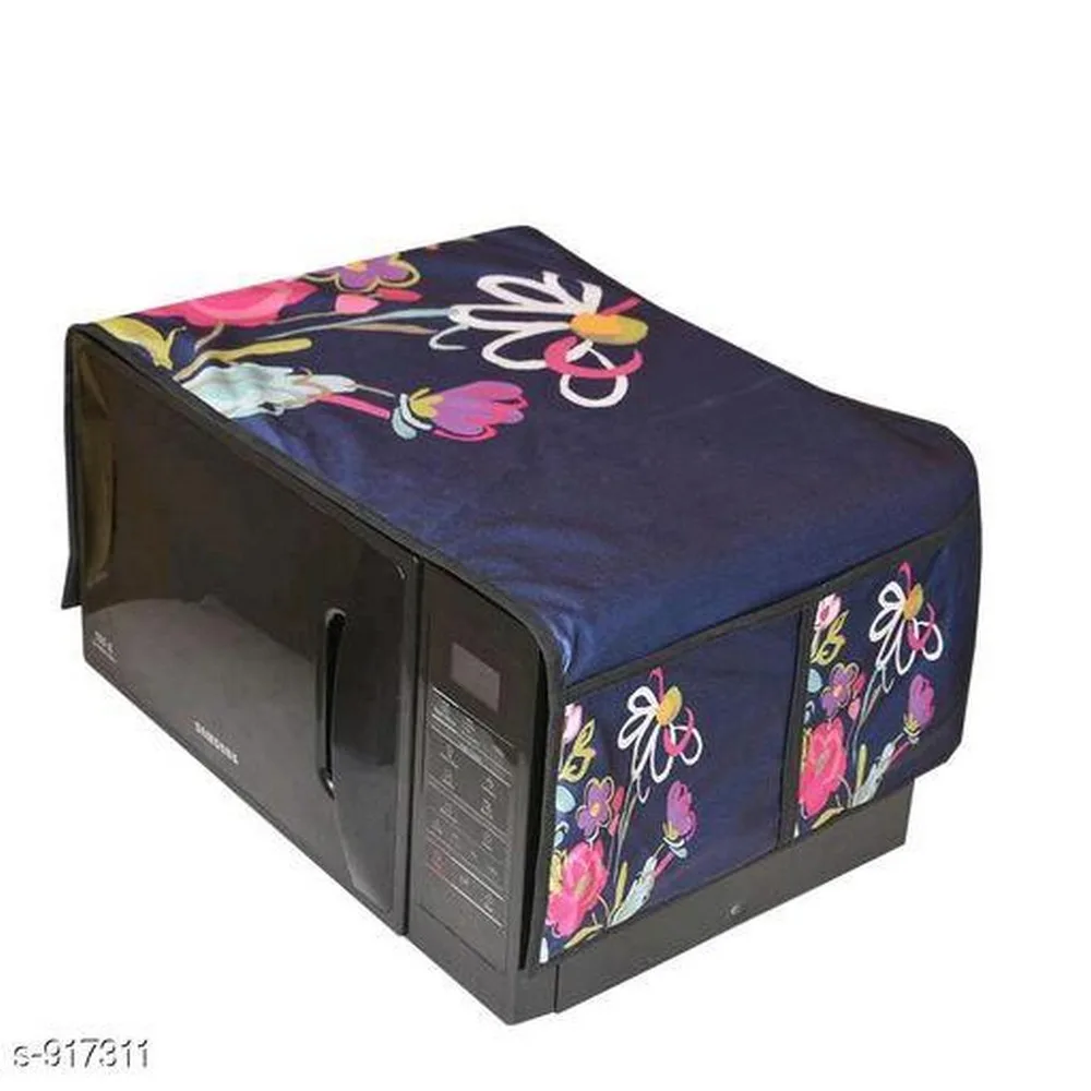 Microwave oven cover with both side pockets, floral violet