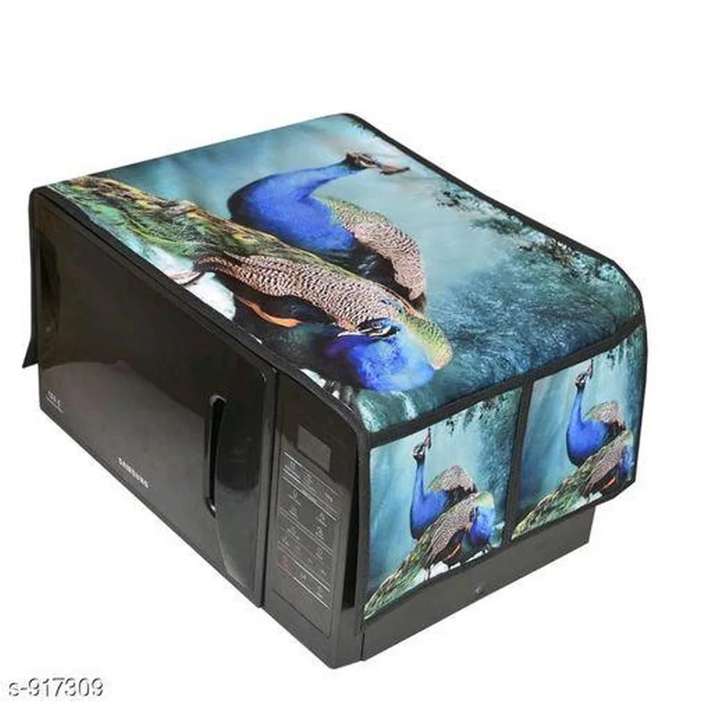 Microwave oven cover with both side pockets, peacock