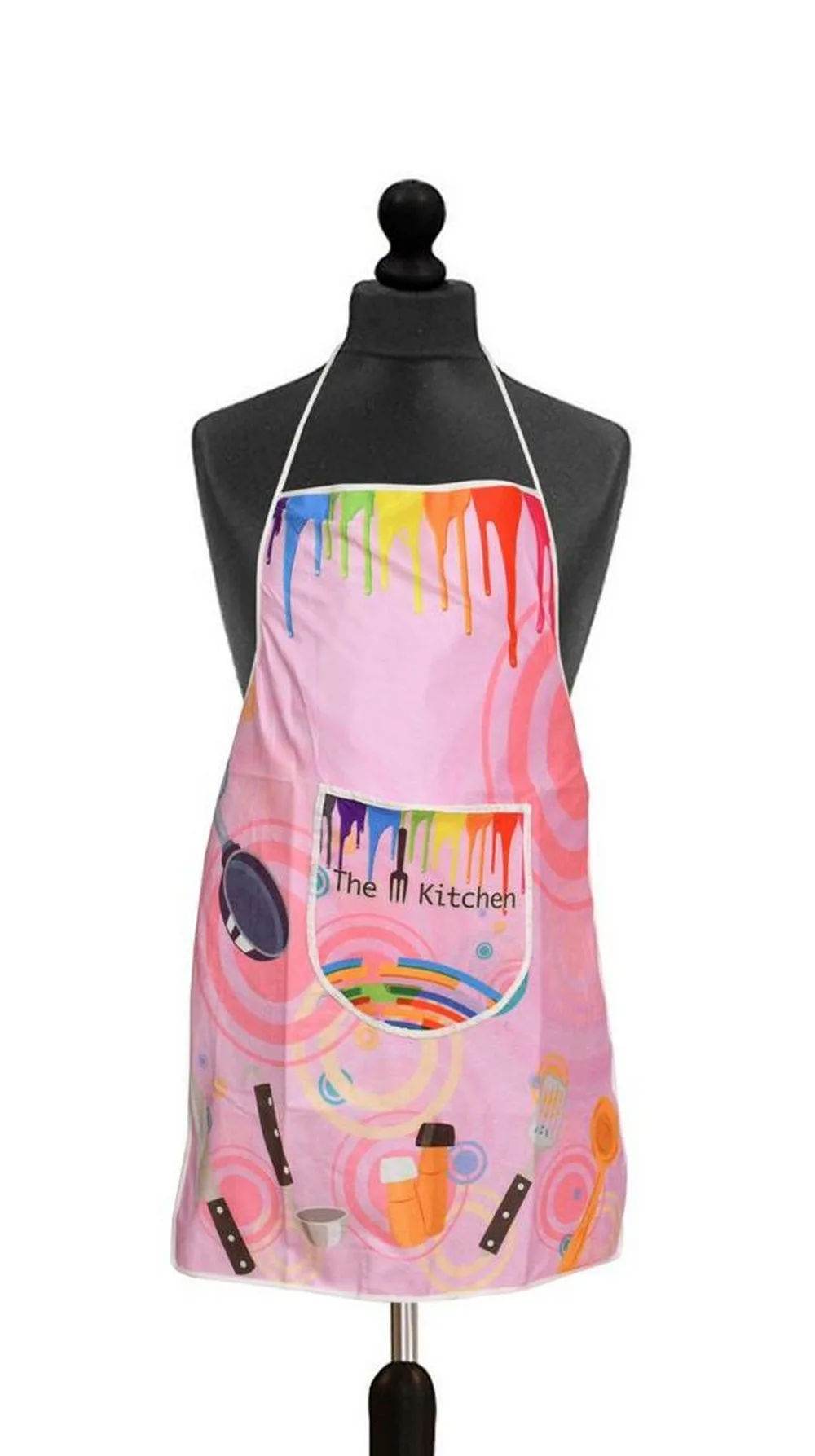 Digital printed Kitchen Apron, velvet, pink, paint